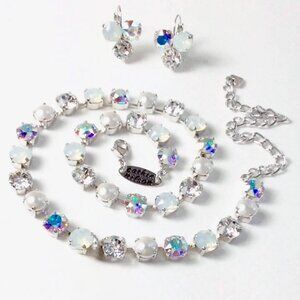 Austrian Crystal Necklace and Earring Set, Bridal Whites, Cathie Nilson